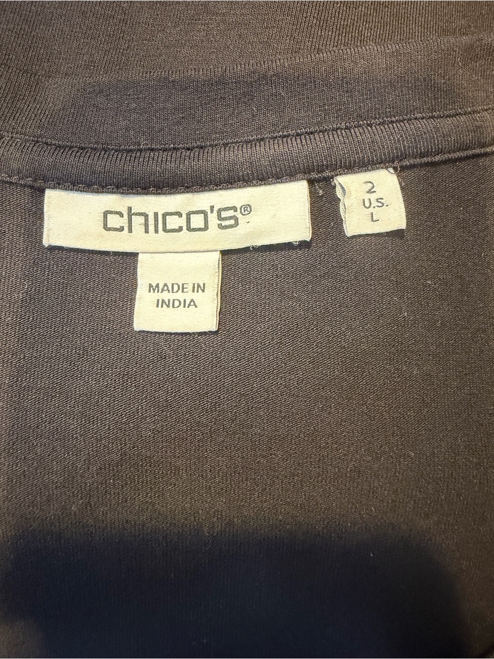 Chico's black long-sleeve top featuring intricate peacock embroidery Size Large - Picture 9 of 10